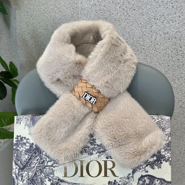 Dior秋冬新款圍巾 迪奧淑女風冬季保暖毛領 護頸針織圍脖 Dior仿兔毛絨加厚皮草  mmj1603